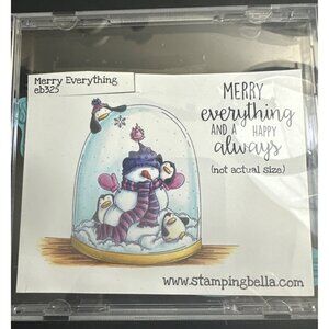 Stamping Bella Merry Everything Snow Globe Rubber Stamp Set
